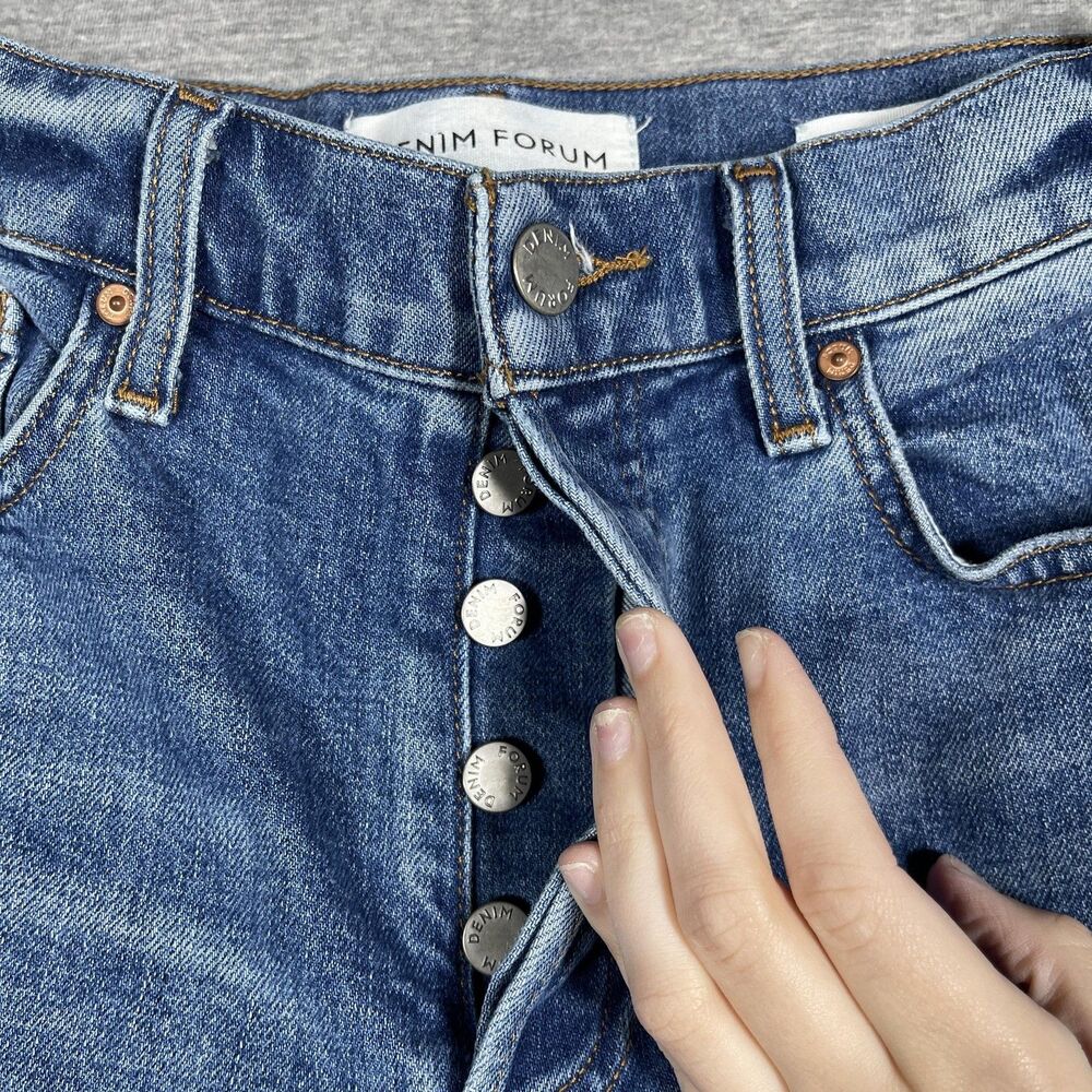 Denim Forum Jeans Womens 25 Blue The Arlo High Rise Straight 28L - Picture 8 of 10